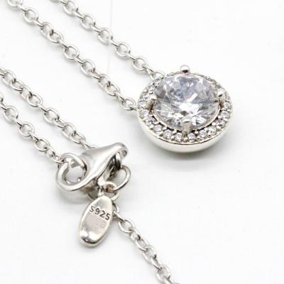 China Environmental Friendly 925 Sterling Silver Romantic Zircon Stone Necklace in Jewelry White Gold Plated Love Chain for Women Girls for sale