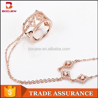 China Gold Silver Jewelry Making Fashion Silver Ring Handmade Chain Women CZ Bracelets And Rings Set Of Jewelry for sale