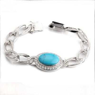 China wholesale big silver stone bracelet exquisite calcedony stone bracelet for women,cheap stone silver jewelry for sale