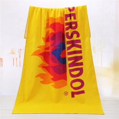 China Custom Large Towel QUICK DRY Custom 100% Cotton Printing Logo Sand Free Comfortable Jacquard Custom 100% Cotton Beach Towel for sale