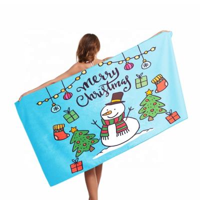 China Free Custom Digital Printing Private Label Beach Towel QUICK DRY Custom Logo Microfiber Christmas Tapestry Towel for sale