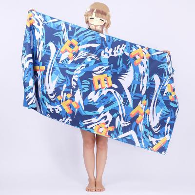 China Wholesale Custom Large QUICK DRY Microfiber Beach Towel With Logo Sand Free Super Absorbent Lightweight Sublimated Polyester Beach Towel for sale