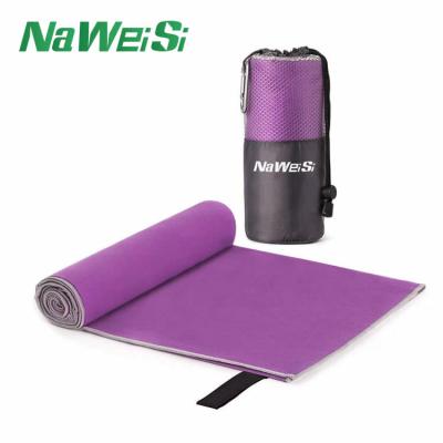 China Compressed Gym Towel Custom Design Brand Logo Print Beach Gym Travel Lightweight Sport Quick Dry Absorbent With Mesh Bag Microfiber Towel for sale