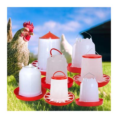 China Chicken birds pigeon quail Factory price red plastics farm bucket poultry feeders and drinkers chicken for sale