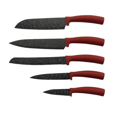 China Kitchen Disposable 5 Pcs Stainless Steel Knife Nonstick Coating Set for sale