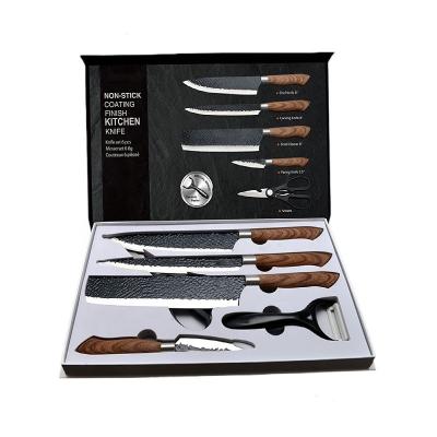 China New Design Disposable 6 Piece High Quality Carbon Stainless Steel Kitchen Knife Sets Black Knife Set for sale