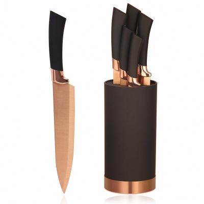 China New Arrival Disposable Products Kitchen Knife Stainless Steel Gold Titanium Kitchen Knife Accessory Set for sale