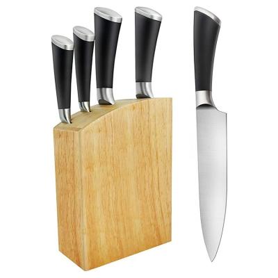 China 6 PCS Disposable High Quality Stainless Steel Cutlery Kitchen Knife Set With Hollow Handle With Wooden Block for sale