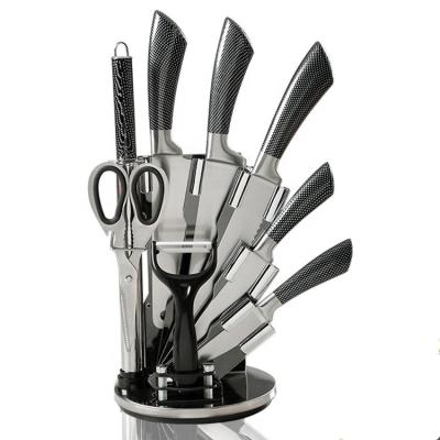 China Best Selling Disposable Cavity 9pcs Handle Stainless White Acrylic Knife Block Set With Peeler for sale