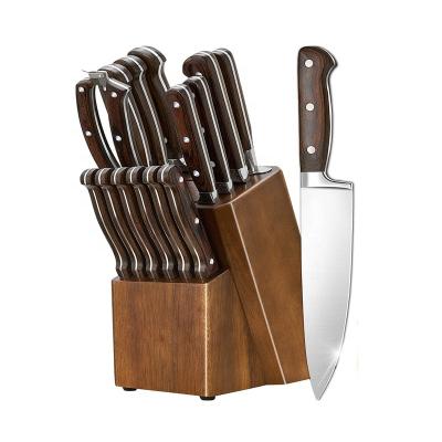 China New Hot 15PCS Kitchen Knife Disposable Set Wooden Handle Stainless Steel Bread Knife Chef Knife 8 Inch for sale