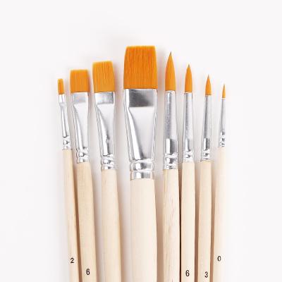 China Oil Brush Nylon Wood Drawing Board Set Hair 8 Row Pen Acrylic Brush Nylon Wall Hand Painted Painting Brush for sale