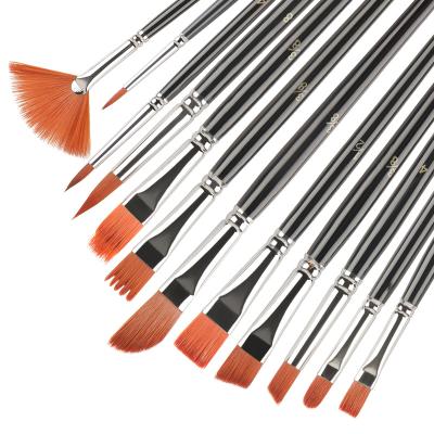 China Professional Paint Brushes Set Art Paint Brush For Artist Painter Nylon 12 Pcs for sale