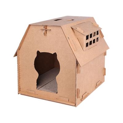 China Durable Custom Cardboard Pet Cats Paper Corrugated Foldable Cat Scratcher House for sale