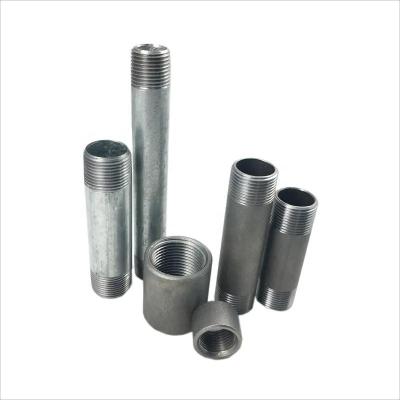 China Pipe lines connect hot sale carbon steel threaded both ends steel pipe nipple length 50mm-100mm 1/2inch NPT/BSPP for pipe connection for sale