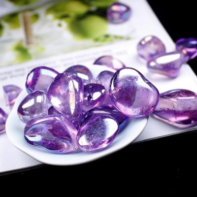 China China Wholesale Aura Amethyst Gemstone Crystal Gemstones Tumbled Gravel Crystals Healing Stone Stones for sale