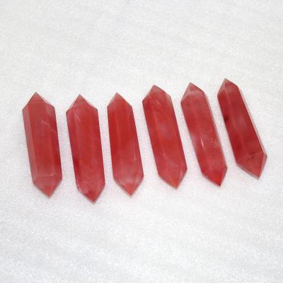 China China Crystal Double Point Quartz Crystal Therapy Natural Red Melting Magic Wands For Gift for sale