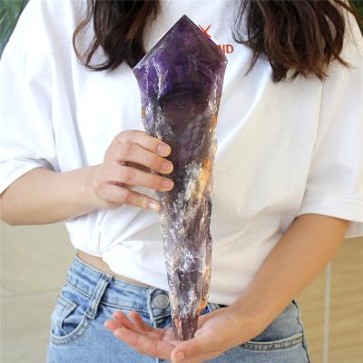 China Long Rough Stunning Rough elestial Crystal Amethyst Point China Amethyst Point For Home Decoration for sale