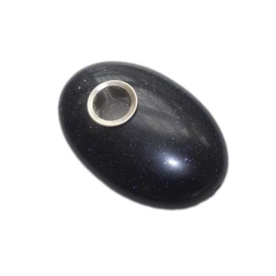 China Natural Blue Oval Pipes Easy Travel Sandstone Palm Stone Crystal Smoking Pipe Smoking Accessories Smoking Weed for sale