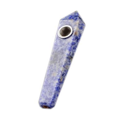 China Easy Smoking Beautifully Wrapped Blue Dot Crystal Weed Pipes Tobacco Stone Customizable Logo Smoking Pipes for sale