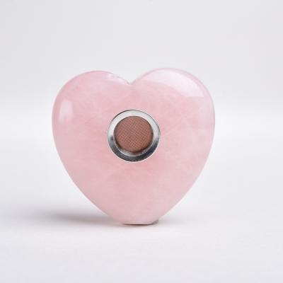 China Hot Natural Stone Rose Quartz Heart Shape Smoking Pipe Eco-friendly Crystal Tobacco Pipes for sale