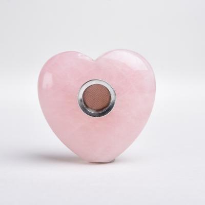 China Wholesale Healing Eco-friendly Rose Quartz Crystal Smoking Heart Shaped Smoking Pipes Natural Gift for sale