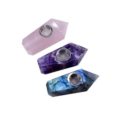 China China bulk natural chakra quartz crystal stone carved mini small smoking pipes gemstone health pipe for sale