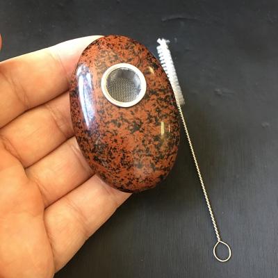 China Wholesale Natural Red Obsidian Palm Stone Crystals Smoking Pipe Easy Smoking Travel Accessory for sale