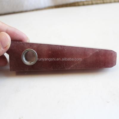 China Hot Selling Red Smoking Pipe Eco-friendly Obsidian Quartz Crystal Flat Wand Pipes Wholesale For Healthy Smoking for sale