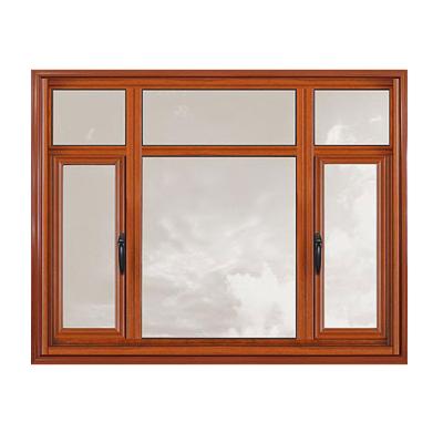 China Magnetic Modern Popular Wood Grain Pattern Aluminum Casement Screen Window With Wood Grain For House for sale