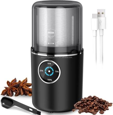 China Outdoor Wireless USB Stainless Steel Core Burrs Espresso Coffee Bean Portable Handheld Rechargeable Cordless Coffee Grinder for sale