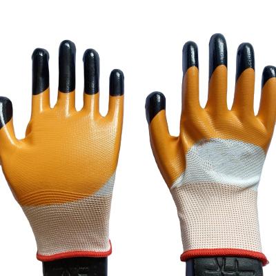 China General Purpose Nitrile Half Coated To Reinforce Finger Working Gloves for sale