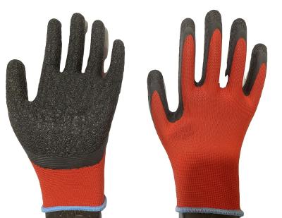 China General Purpose 13G Polyester Coating Latex Coated Ply Ended Working Safety Gloves for sale