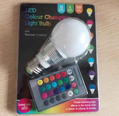 China PP LED COLOR CHANGING BULB WITH REMOTE CONTROL , 16 Color Changing RGB LED Bulb Change Lamp E27 With Remote Control for sale