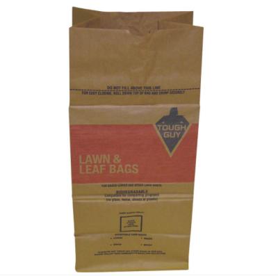 China Disposable Multi-Wall Lawn and Leaf Waste Plant Trash Waterproof Biodegradable Paper Bag for sale