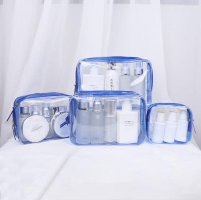 China High Quality Custom Recyclable Women Travel Wash Bag Clear Transparent Waterproof PVC Storage Makeup Bag With Zipper For Sample Packing for sale