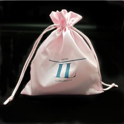 China Security Wholesale Custom Logo Printing Silk Satin Fabric Bag For Hair Bags Wig Drawstring Velvet Pouch Packaging Jewelry for sale