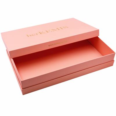 China Logo Base Recyclable Custom Cardboard Box With Lid Packaging Dress Pink Luxury Gift Box For Silk Scarves Packaging Hair Wig for sale