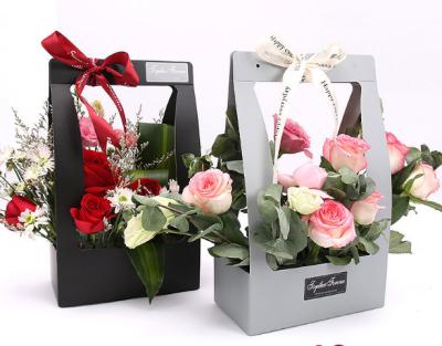 China Other Wholesale Water Proof Florist Bouquet Box Packaging Flower Box For Rose Valentine Gift Flower Paper Box With Handle for sale