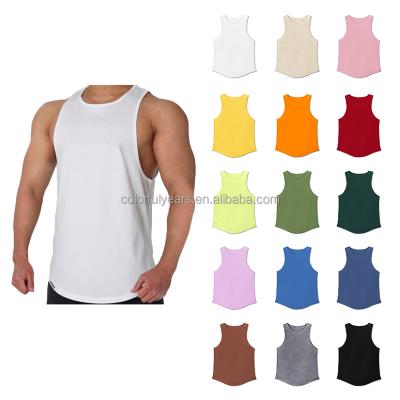 China Wholesale Tank Tops Bodybuilding Sleeveless Gym Anti Pilling Male Design Short Clean Custom Logo Stringer Wrestling Singlet Knitted Mens Vest for sale