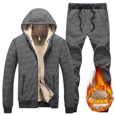 China 2020 windproof add fabric with soft nap hoodies set no embroidery simple sweatsuit set suits set for men for sale