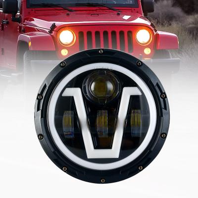 China Auto Headlight Round Projector LED 7Inch Lighting System For Jeep Wrangler Headlight 178*178*105 mm for sale