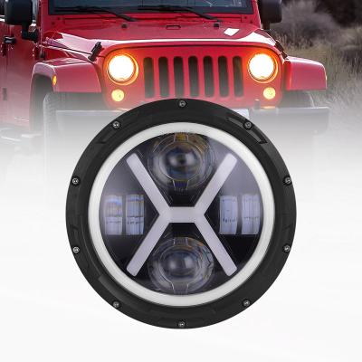 China 7' HID Round Devil's Eye 7 Inch Car Projector Headlights For Jeep Wrangler 1997-2015 175*175*105 mm for sale