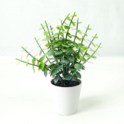 China Real Eucalyptus Plant Small Fake Greenery Decor Home Office Office Look Plastic Artificial Potted Plant Dresser for sale