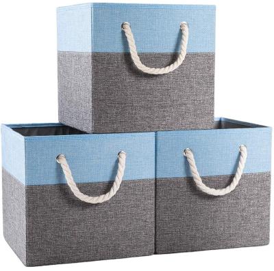 China 2022 NEW Large Storage Bins Viable Collapsible Fabric Storage Basket For Shelves Organizers With Cubes In Handles for sale