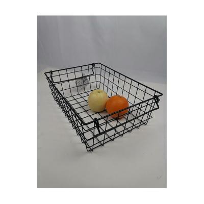 China Factory Wholesale Matt Black Metal Wire Storage Basket Mesh Storage Basket For Kitchen Viable Bathroom Desk for sale