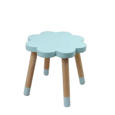 China Cloud Shape Convenient Design Short Stool Handcrafted Solid Wood Stool For Kids Chairs Wood Furniture For Playroom for sale