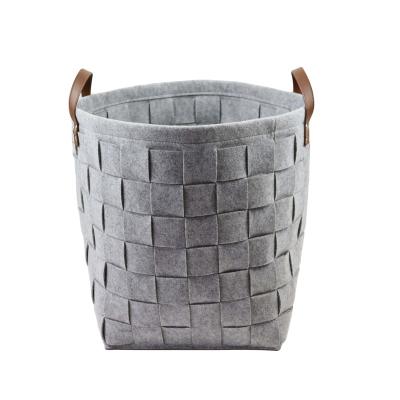 China Large Baskets Felt Organizer Eco - Friendly Storage Bin For Clothes Felt Large Cloth Laundry Basket Folding Laundry Bag Storage for sale