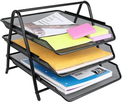 China New viable type 3 tier wire metal bargain price mesh folding desk organizer metal mesh stackable document tray for sale