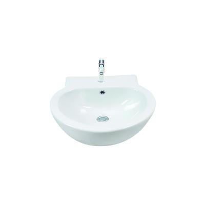 China Modern White Ceramic Bathroom Sink Lavatory Style Semi-Recessed Basin for sale