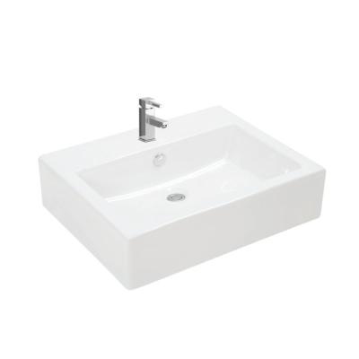 China Square Shape Polished Ceramic White Vanity Basin for sale